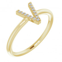 14K Yellow .04 CTW Diamond Initial V Ring - 1238346106P