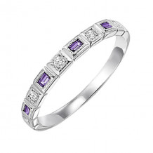 Gems One 10Kt White Gold Diamond (1/10Ctw) & Amethyst (1/8 Ctw) Ring - FR1202-1WD