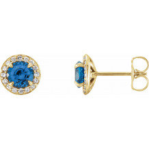 14K Yellow 5 mm Round Sapphire & 1/8 CTW Diamond Earrings - 864586028P