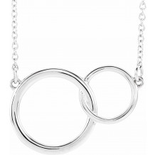 14K White 20x14 mm Interlocking Circle 16-18 Necklace - 86742601P