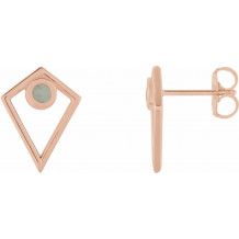 14K Rose Opal Cabochon Pyramid Earrings - 86862607P