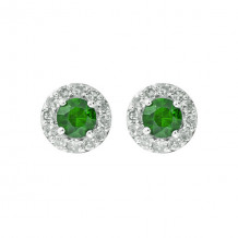 Gems One 10Kt White Gold Diamond (1/6Ctw) & Emerald (1/3 Ctw) Earring - ER31975-1WDE