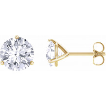 14K Yellow 6.5 mm Round Forever Oneu2122 Moissanite Earrings - 6578260077P