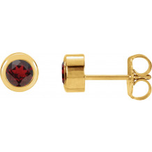 14K Yellow 4 mm Round Genuine Mozambique Garnet Birthstone Earrings - 6108660001P