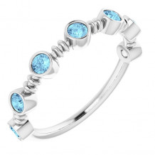 14K White Aquamarine Bezel-Set Ring - 71895615P