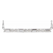 14K White 1/2 CTW Diamond Bar 16-18 Necklace - 86790625P