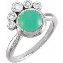 14K White Chrysoprase & 1/8 CTW Diamond Ring - 72052615P