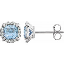 14K White Sky Blue Topaz & 1/10 CTW Diamond Earrings - 65195460012P