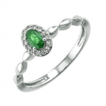 Gems One 10Kt White Gold Diamond (1/12Ctw) & Emerald (1/3 Ctw) Ring - RG87014-1WDE