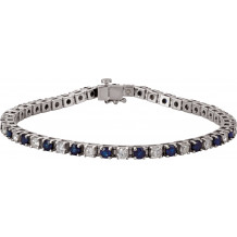 14K White Blue Sapphire & 2 3/8 CTW Diamond Line 7 Bracelet - 62074100P