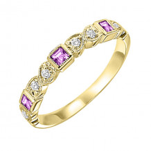 Gems One 10Kt Yellow Gold Diamond (1/12Ctw) & Pink Sapphire (1/8 Ctw) Ring - FR1039-1YD