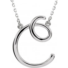14K White Script Initial C 16 Necklace - 84635106P