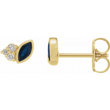 14K Yellow Blue Sapphire & .05 CTW Diamond Earrings - 87095625P
