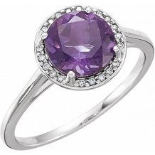 14K White Amethyst & .05 CTW Diamond Ring - 7163270002P