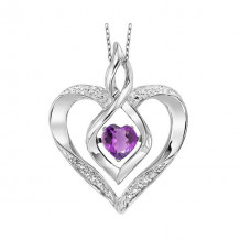 Gems One Silver Diamond (1/50 Ctw) & Created-Amethyst (1/4 Ctw) Pendant - ROL1165M