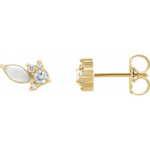 14K Yellow Australian Opal & 1/6 CTW Diamond Cluster Earrings - 87123606P