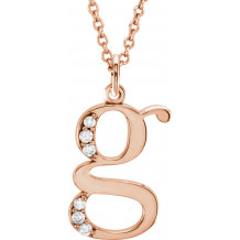 14K Rose .03 CTW Diamond Lowercase Initial g 16 Necklace - 8580360020P