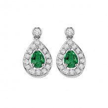Gems One 14Kt White Gold Diamond (1/6Ctw) & Emerald (1/4 Ctw) Earring - FE4015-4WCE