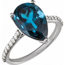 14K White London Blue Topaz & 1/4 CTW Diamond Ring - 71720602P