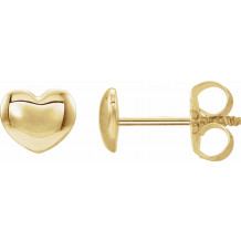 14K Yellow 5.9x5.4 mm Youth Puffed Heart Earrings - 192034601P