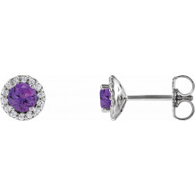 14K White Amethyst & 1/8 CTW Diamond Earrings - 86509205P