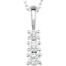 14K White 1/3 CTW Diamond 3-Stone 18 Necklace - 2162460002P