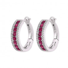 Gems One 14Kt White Gold Diamond (1/6Ctw) & Ruby (7/8 Ctw) Earring - ER10319-4WBR