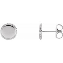 14K White Engravable Rope Earrings - 86469600P