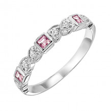 Gems One 10Kt White Gold Diamond (1/10Ctw) & Pink Tourmaline (1/6 Ctw) Ring - FR1205-1WD