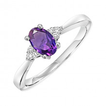 Gems One 10Kt White Gold Diamond (1/20Ctw) & Amethyst (1/2 Ctw) Ring - FR4020-1WDM