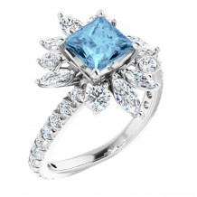 14K White Aquamarine & 1 1/6 CTW Diamond Ring - 72062600P