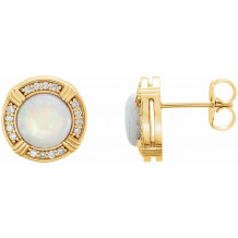 14K Yellow Opal & 1/8 CTW Diamond Earrings - 862846001P