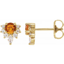 14K Yellow Citrine & 1/6 CTW Diamond Earrings - 869506032P