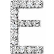 14K White .06 CTW Diamond Single Initial E Earring - 867976020P