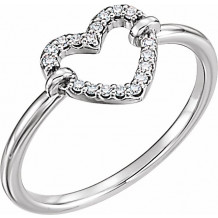 14K White .07 CTW Diamond Heart Ring - 122972600P