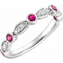 14K White Ruby & 1/6 CTW Diamond Ring - 65198960001P