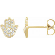 14K Yellow 1/5 CTW Diamond Hamsa Earrings - 65273860001P