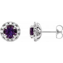 14K White Amethyst & 1/3 CTW Diamond Earrings - 869716184P