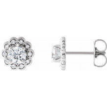 Platinum 5/8 CTW Diamond Halo-Style Earrings - 86663608P