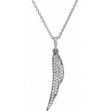 14K White 1/5 CTW Diamond Feather 16-18 Necklace - 86433600P