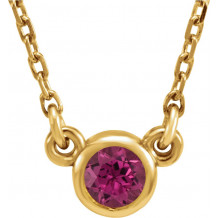 14K Yellow 4 mm Round Pink Tourmaline Bezel-Set Solitaire 16 Necklace - 6113460026P