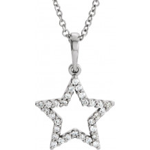 14K White 1/8 CTW Diamond Petite Star 16 Necklace - 8441960000P