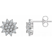 14K White 1/2 CTW Diamond Cluster Stud Earrings - 65297060001P