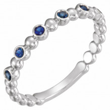 14K White Blue Sapphire Stackable Ring - 71814600P