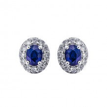 Gems One 10Kt White Gold Diamond (1/6Ctw) & Sapphire (3/8 Ctw) Earring - ER31974-1WDS