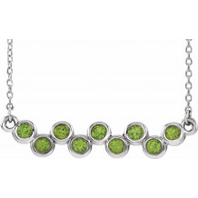 14K White Peridot Bezel-Set Bar 16-18 Necklace - 8652560040P