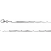 14K White 2.6 mm Elongated Link Chain 7 Bracelet - CH1094605P