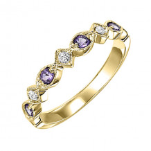 Gems One 14Kt Yellow Gold Diamond (1/20Ctw) & Amethyst (1/6 Ctw) Ring - FR1238-4YD