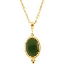 14K Yellow 14X10 mm Oval Cabochon Nephrite Jade 18 Necklace - 6904261982P