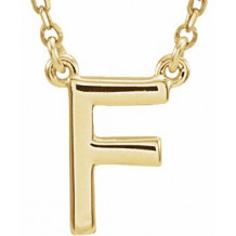 14K Yellow Block Initial F 16 Necklace - 84634316225P